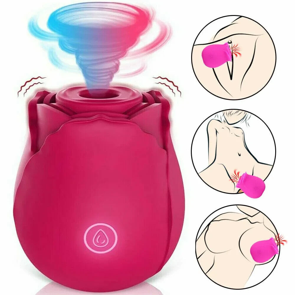 JUGUETE ROSA PARA MUJERES, FLOR ROSA IMPERMEABLE RECARGABLE LAVABLE DE 10 VELOCIDADES MEJOR